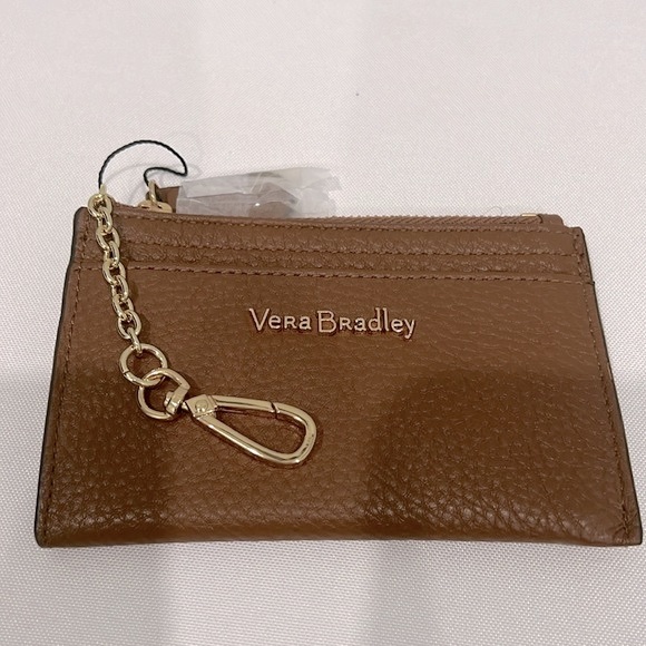 Vera Bradley Slim Coin Purse Cognac Genuine Leather - Picture 8 of 9